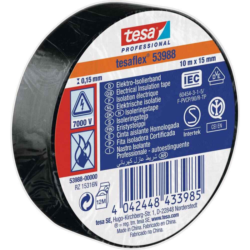 Insulating tape TESA (black) 10m x 15mm 53988-00005-00