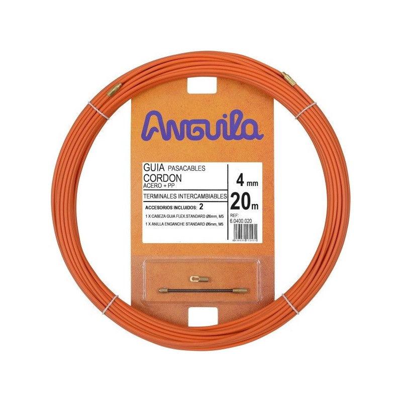 Kabelio pratraukėjas (20m, 4mm, oranžinis, plieninis)