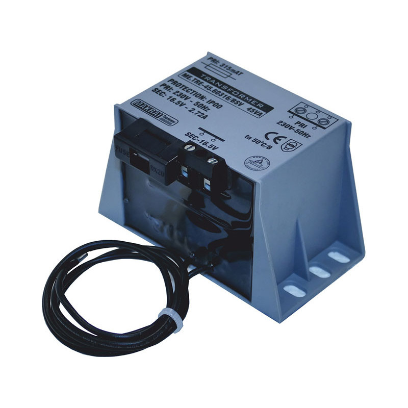 Transformatorius su sujungimo kaladėle ir saugikliu MAKRAI ME.TRE-45.60316 / BSV (230V / 16.5V-2.5A)