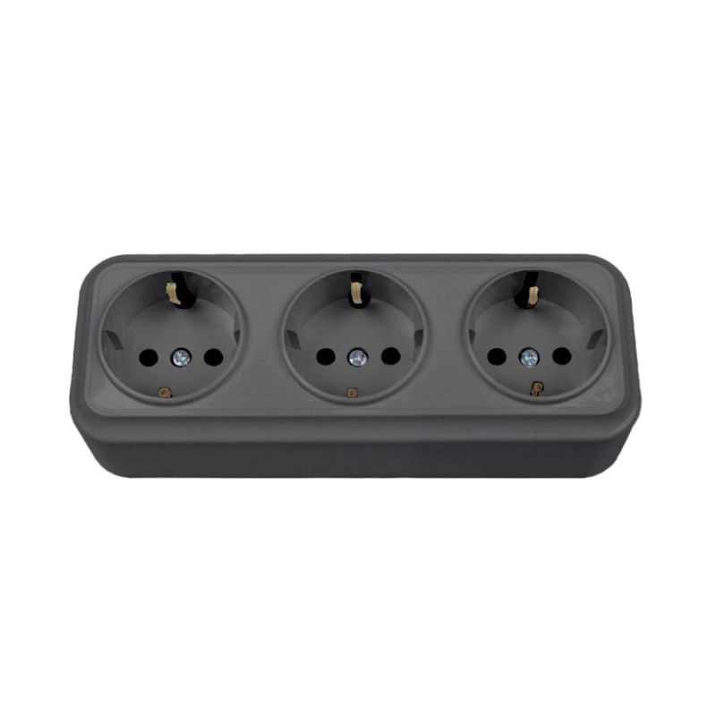 Triple surface-mounted socket with grounding Vilma SL+250 RP16-031 SL+ V (anthracite)