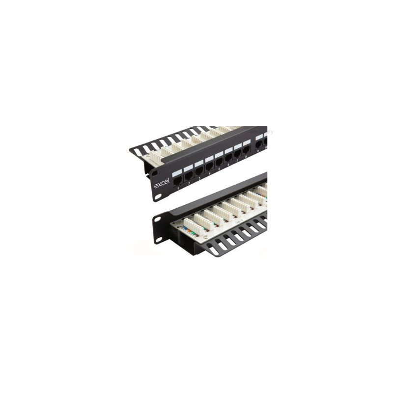 Komutacinė panelė 19" 1U 24 portų Excel 100-302 (Cat.6e)