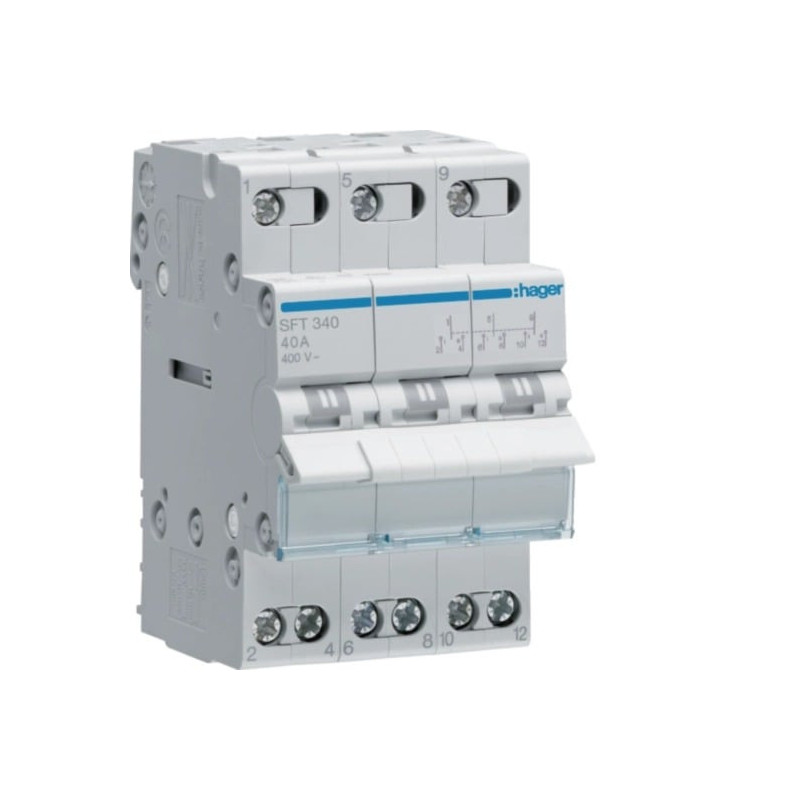 Modulinis jungiklis Hager SFT340 (3P, 40A, AC, 3 padėčių, 230V)