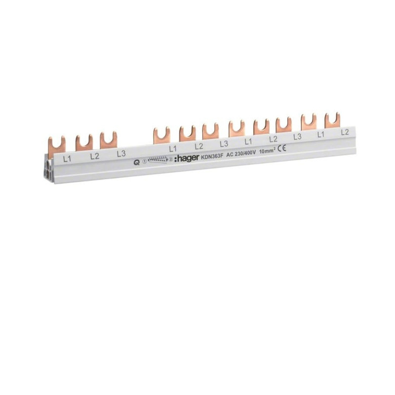 Izoliuota sujungimo šyna Hager KDN363F (3P+N, 12 mod., 10mm²)