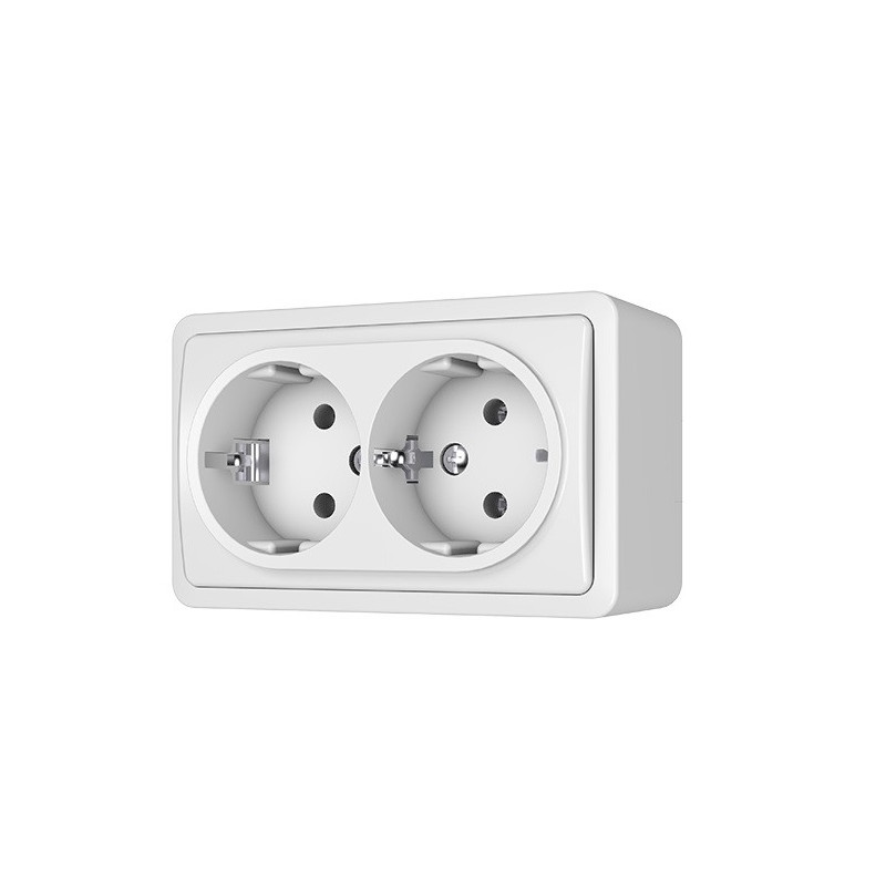 Double surface-mounted socket with grounding Vilma SL+250 RP16-0021 SL+V (white)