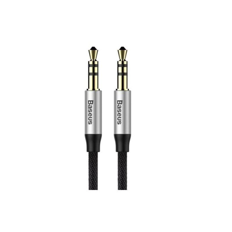 Jungiamasis garso kabelis BASEUS CAM30-BS1 (3.5mm-3.5mm, stereo, 1m, pilkas / juodas)
