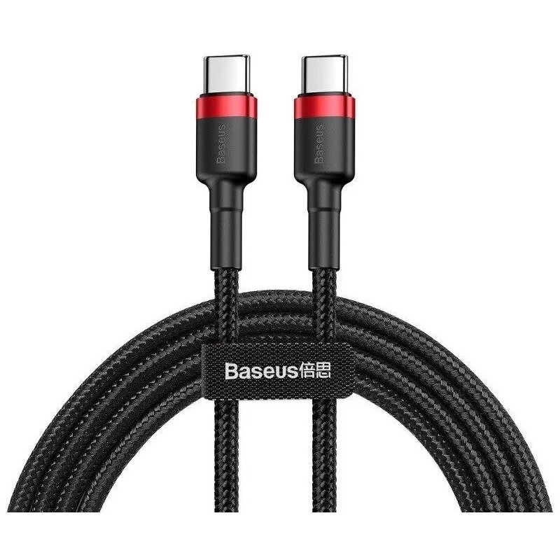 Kabelis USB C - USB C BASEUS CATKLF-G91 (1.0m, QC3.0, nailoninis, raudonas / juodas)