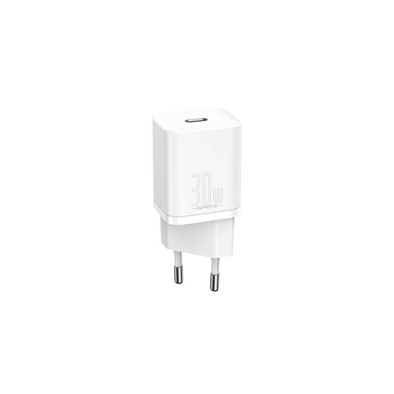 Sieninis įkroviklis BASEUS CCSUP-J02 (Super Si, 30W, USB-C, QC3.0, PD, baltas)