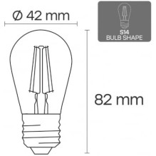 Visional LED Dimmable filament bulb E27, S14, 1W, 100lm, 2700K, 360°