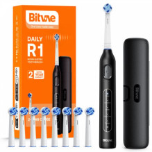 Bitvae R1 elektrinis dantų šepetėlis x8 / kelioninis dėklas / laidas, juodas Bitvae R1 elektrinis dantų šepetėlis x8 / kelioninis dėklas / laidas, juodas