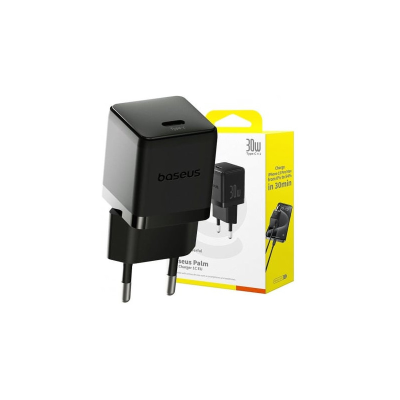 „Baseus Palm“ 30 W USB-C sieninis įkroviklis – juodas