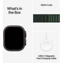 „Apple Watch Ultra 2“ (2024) 49 mm juodas titano spalvos / tamsiai žalias „Alpine Band“ – M „Apple Watch Ultra 2“ (2024) 49 mm juodas titano spalvos / tamsiai žalias „Alpine Band“ – M