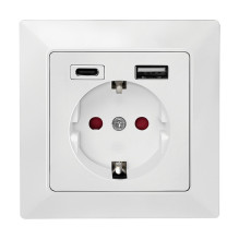 Unterputz-Steckdose, 1x CEE 7/3, 1x USB-A, 1x USB-C Unterputz-Steckdose, 1x CEE 7/3, 1x USB-A, 1x USB-C