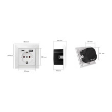 Unterputz-Steckdose, 1x CEE 7/3, 1x USB-A, 1x USB-C Unterputz-Steckdose, 1x CEE 7/3, 1x USB-A, 1x USB-C