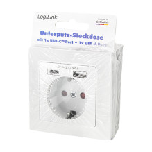 Unterputz-Steckdose, 1x CEE 7/3, 1x USB-A, 1x USB-C Unterputz-Steckdose, 1x CEE 7/3, 1x USB-A, 1x USB-C