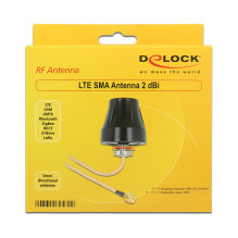 DELOCK LTE Antenne SMA Stecker 2 dBi starr omnidirektional mit Anschlusskabel RG-316U 3m outdoor schwarz DELOCK LTE Antenne SMA Stecker 2 dBi starr omnidirektional mit Anschlusskabel RG-316U 3m outdoor schwarz
