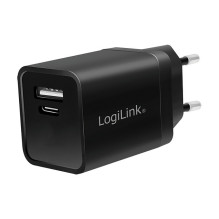 Logilink USB-A / C įkrovimo rinkinys, 15 W, kiekvienas 1x USB-A, 1x USB-C, juodas