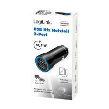Logilink Car charger, 2 Port, 10.5W, illuminated, black Logilink Car charger, 2 Port, 10.5W, illuminated, black