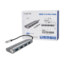 Logilink USB 3.2 Gen1 Hub, 4-port, USB-C, aluminum, grey Logilink USB 3.2 Gen1 Hub, 4-port, USB-C, aluminum, grey
