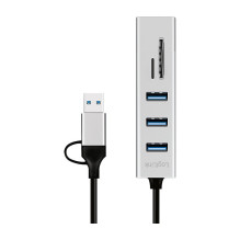 Logilink USB 3.0 Hub, 3-port, with Card Reader, USB-A+C, grey Logilink USB 3.0 Hub, 3-port, with Card Reader, USB-A+C, grey