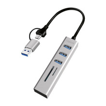 Logilink USB 3.0 Hub, 3-port, with Card Reader, USB-A+C, grey Logilink USB 3.0 Hub, 3-port, with Card Reader, USB-A+C, grey
