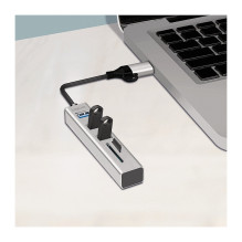 Logilink USB 3.0 Hub, 3-port, with Card Reader, USB-A+C, grey Logilink USB 3.0 Hub, 3-port, with Card Reader, USB-A+C, grey