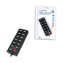 USB-HUB 13-Port m. Netzteil schwarz Kunststoff USB-HUB 13-Port m. Netzteil schwarz Kunststoff