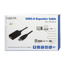 Logilink USB kabelis A – A St / Bu 10.00m Verl. schwarz