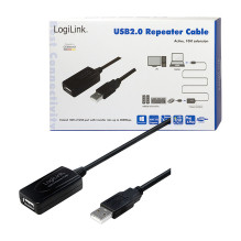 Logilink USB kabelis A – A St / Bu 10.00m Verl. schwarz