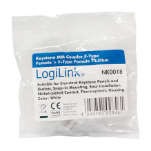 Keystone Verbinder F-Type 75 Ohm F / F. white LogiLink Keystone Verbinder F-Type 75 Ohm F / F. white LogiLink
