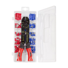Universal crimping pliers for insulated terminals, with crimp assortment Universal crimping pliers for insulated terminals, with crimp assortment