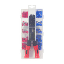 Universal crimping pliers for insulated terminals, with crimp assortment Universal crimping pliers for insulated terminals, with crimp assortment