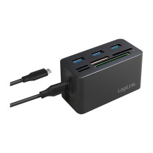 USB 3.2 Gen1 kortelių skaitytuvas, 8-port „Mini Docking“, USB-C, juodas USB 3.2 Gen1 kortelių skaitytuvas, 8-port „Mini Docking“, USB-C, juodas