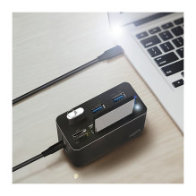 USB 3.2 Gen1 kortelių skaitytuvas, 8-port „Mini Docking“, USB-C, juodas USB 3.2 Gen1 kortelių skaitytuvas, 8-port „Mini Docking“, USB-C, juodas
