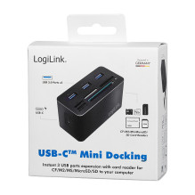 USB 3.2 Gen1 kortelių skaitytuvas, 8-port „Mini Docking“, USB-C, juodas USB 3.2 Gen1 kortelių skaitytuvas, 8-port „Mini Docking“, USB-C, juodas