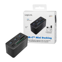 USB 3.2 Gen1 kortelių skaitytuvas, 8-port „Mini Docking“, USB-C, juodas USB 3.2 Gen1 kortelių skaitytuvas, 8-port „Mini Docking“, USB-C, juodas