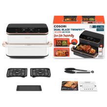 Cosori Heißluftfritteuse Dual Blaze Twinfry CAF-TF101S-WEUR (wei, 2 800 W, Korb 10 litrų / 2x 5 litrų)