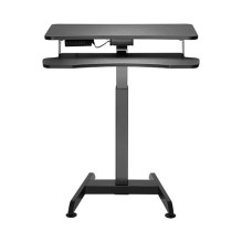 Sit-stand workstation, single motor, w / keyboard tray, black