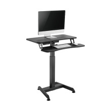 Sit-stand workstation, single motor, w / keyboard tray, black