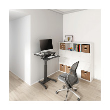 Sit-stand workstation, single motor, w / keyboard tray, black