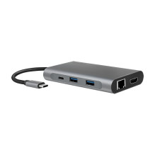 USB 3.2 Gen1, Docking Station, USB-C, 8-Port, PD, silver USB 3.2 Gen1, Docking Station, USB-C, 8-Port, PD, silver