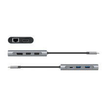 USB 3.2 Gen1, Docking Station, USB-C, 8-Port, PD, silver USB 3.2 Gen1, Docking Station, USB-C, 8-Port, PD, silver