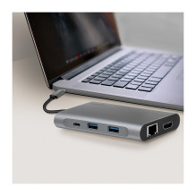 USB 3.2 Gen1, Docking Station, USB-C, 8-Port, PD, silver USB 3.2 Gen1, Docking Station, USB-C, 8-Port, PD, silver