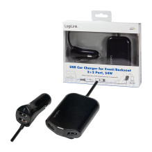 Logilink USB Car Charger, 2+2 Port, 24W, black