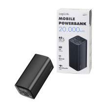 Logilink Mobilusis nešiojamasis įkroviklis, 20.000 mAh, PD 65 W, juodas