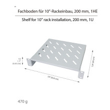 Logilink 10" cantilever shelf 200 mm, 1U, grey Logilink 10" cantilever shelf 200 mm, 1U, grey