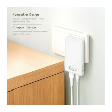 Logilink USB Steckdosena adapteris 1xUSB-A, 1xUSB-C, 65W weiß Logilink USB Steckdosena adapteris 1xUSB-A, 1xUSB-C, 65W weiß