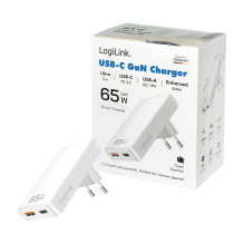 Logilink USB Steckdosena adapteris 1xUSB-A, 1xUSB-C, 65W weiß Logilink USB Steckdosena adapteris 1xUSB-A, 1xUSB-C, 65W weiß