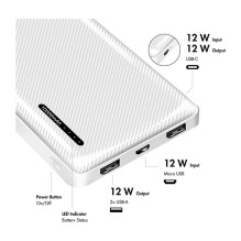 LogiLink Power Bank 10000mAh 1xUSB-C 2x USB-A balta LogiLink Power Bank 10000mAh 1xUSB-C 2x USB-A balta