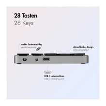Logilink Belaidis ryšys 28-Tasten-Keypad BT 5.0, kosmosas