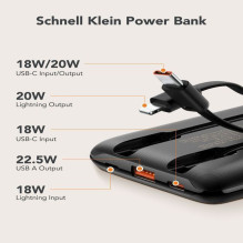 „Veger“ išorinė baterija „Veger C11“ (W1170) PD QC3.0 2A 22,5W 10000 mAh su integruotais laidais, USB C / „Lightning“, j „Veger“ išorinė baterija „Veger C11“ (W1170) PD QC3.0 2A 22,5W 10000 mAh su integruotais laidais, USB C / „Lightning“, j